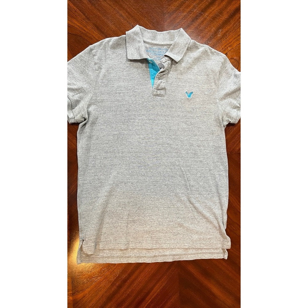 American Eagle Polo Shirt‎ Mens Medium Gray Logo Short Sleeve Casual